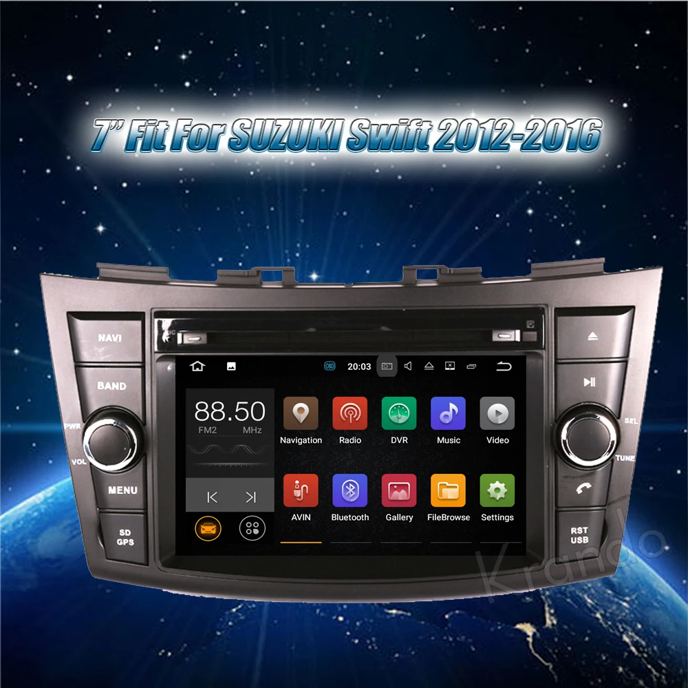 Excellent Krando 7" Android 8.0 car audio radio gps dvd navigation multimedia system for Suzuki Swift 2012-2016 player WIFI 3G DAB+ 1