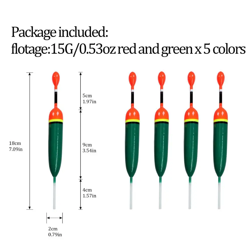 5 шт./лот, 15 гр., 5 гр катушка для ловли скольжения поплавок скольжения Подставка-поплавок для Go установки пробкового дерева рыбалка поплавок рыболовные принадлежности - Цвет: 5pcs 15g green