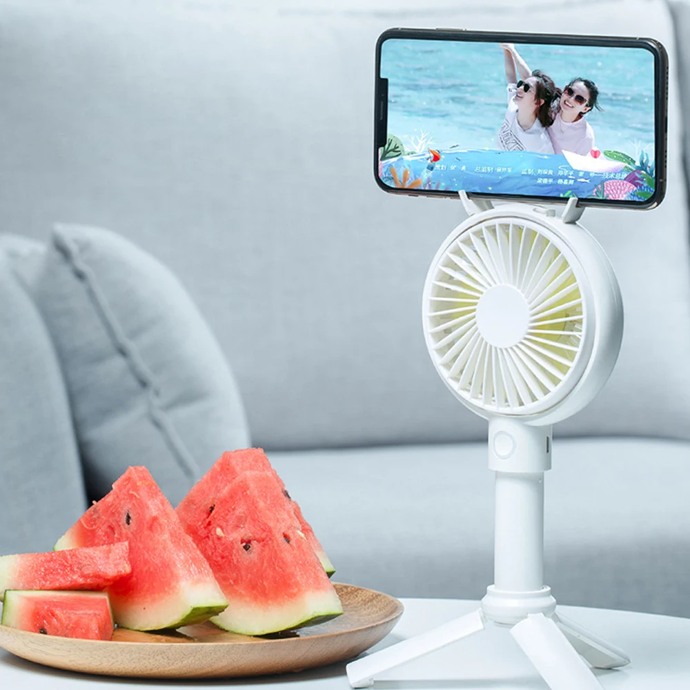 

Vertvie 1PC Mini Fan Handheld Tripod USB Rechargeable Outdoor Tools Sports Fans With Phone Holder For Office Travel Camping