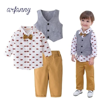 

Baby Boys Wedding Orange Suit Set infant Gentleman Clothes with Bowtie Newborn Spring Clothing3 piece Bebe Boy New Year Suit