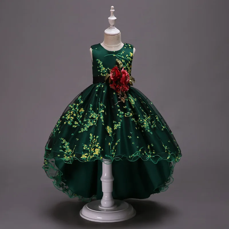 Летние невесты Дети Платья для девочек, одежда дети формальные для девочек вечерние платье длинное свадебное платье принцессы 3 От 10 до 12 лет - Цвет: Green