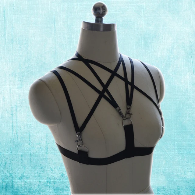 Criss Cross Punk Rock Cage Bra O ring Elastic Body Harness ...