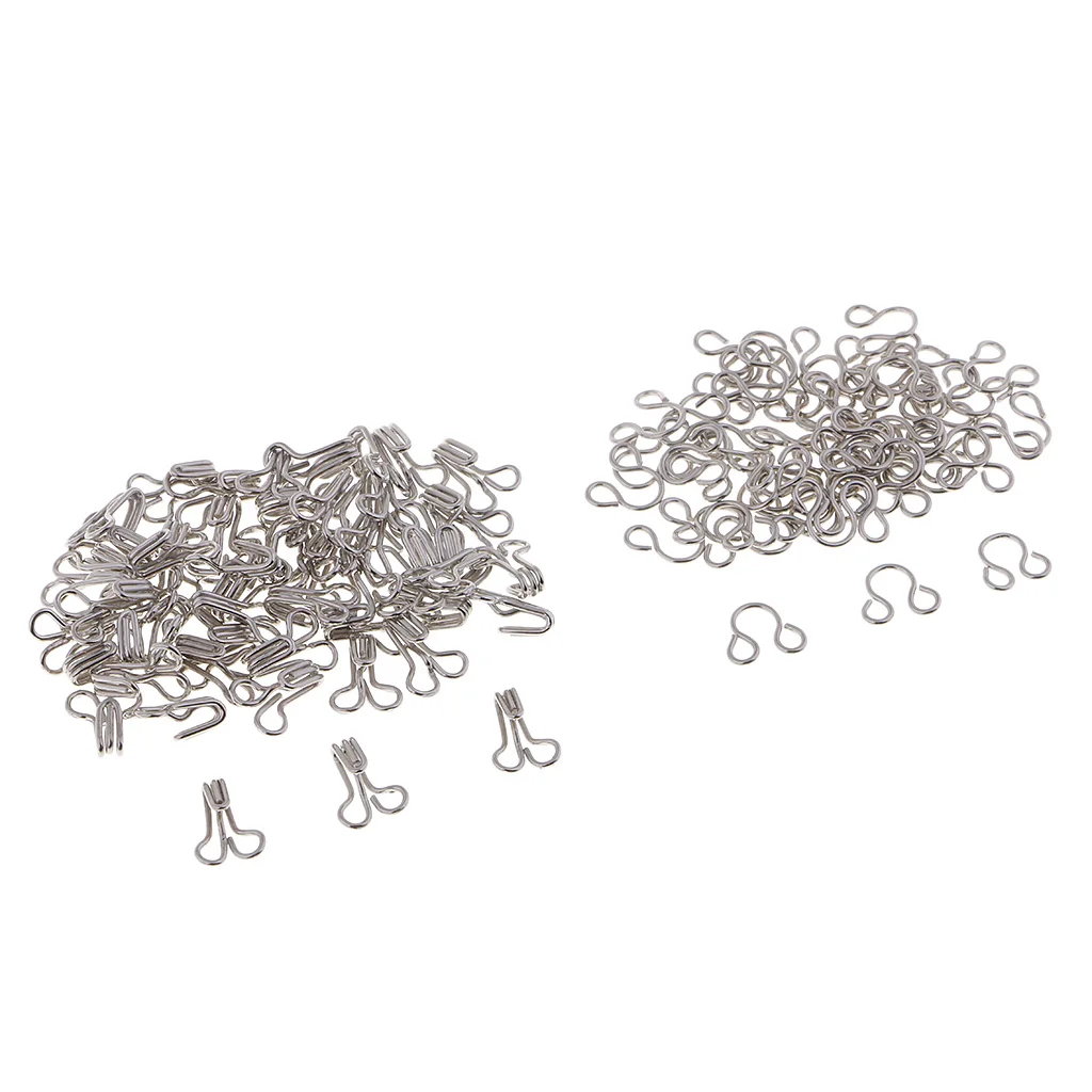 fityle 100 Sets Iron Hook and Eye Sewing Fasteners for Skirt Collar Bra Dress Sew On DIY Accessory