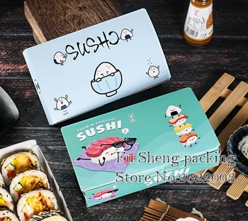 

Cute Cartoon pattern Sushi packing paper box, rice ball food Sushi Box, Gift Favor DIY Cookies cake Packaging Paper Boxes100pcs/