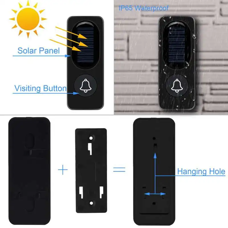 300m Long Range Solar Power Wireless Waterproof Doorbell Light Control Sensor With Transmitter+ Receiver Door Bell Kit(Eu Plug#8