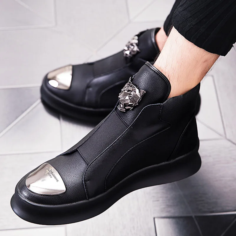 

fashion Chelsea Boots Men Winter Shoes Black Leather shoes Mens Footwear Winter Boots For Men high top Ankle boots