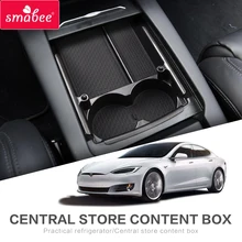 smabee Car central armrest box For Tesla MODEL X MODEL S Interior Accessories Stowing Tidying Center Console Organizer BLACK