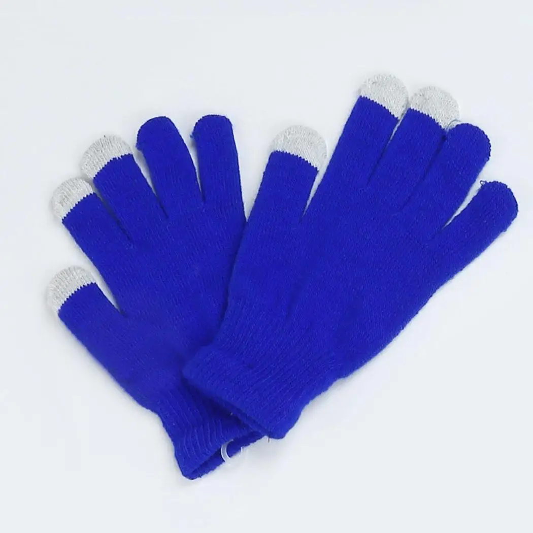 Унисекс трикотажный подогреватель перчатки сенсорный экран Лоскутная зимняя пара ручных перчаток - Цвет: BL