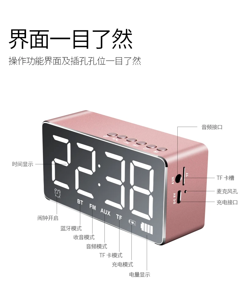 Bluetooth динамик Будильник беспроводной Главная карта телефон сабвуфер цифровой Despertador Reloj проецирования секундомер электронные часы