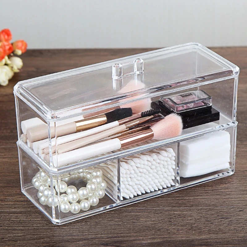 Portable Transparent Makeup Organizer Storage Box Acrylic Make Up Organizer Cosmetic Organizer Makeup Storage Drawers Organizer