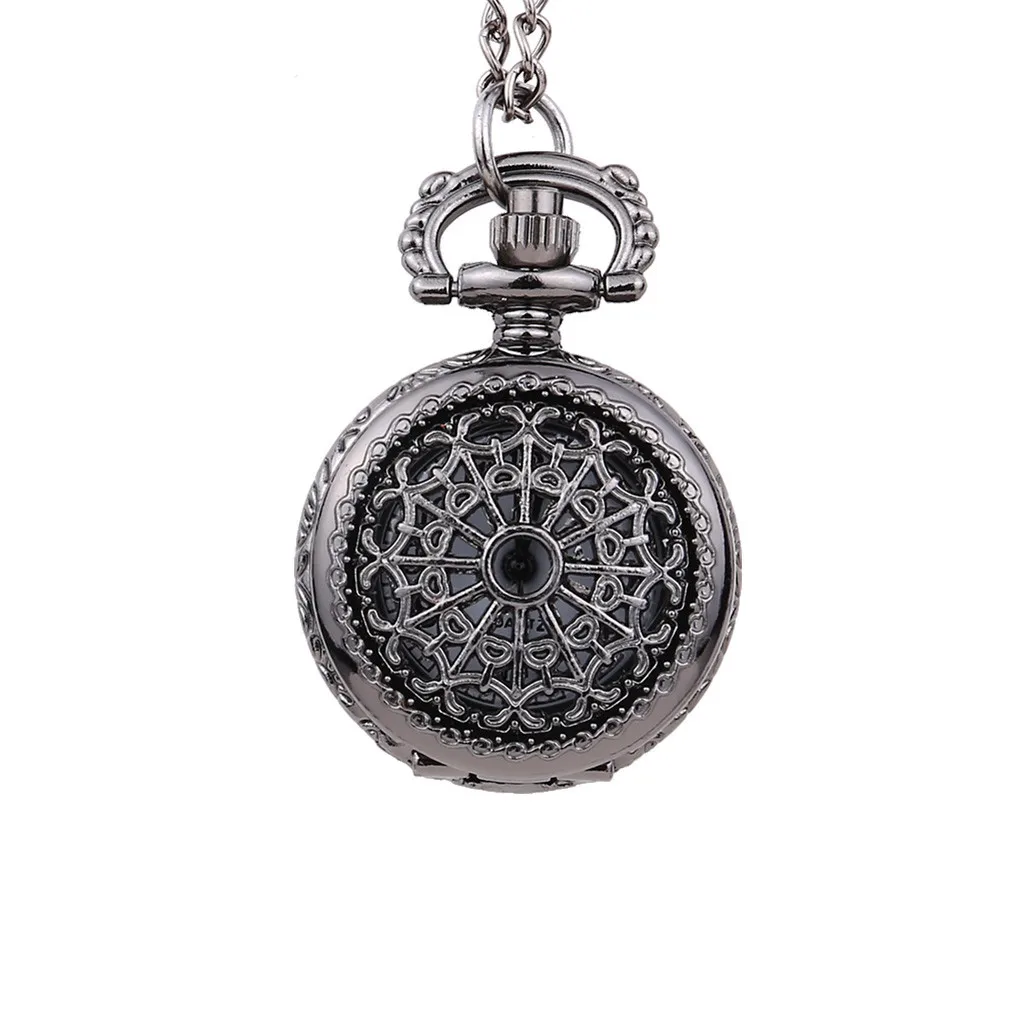 

Vintage Round Dial Small Pocket Watch Black Spider Net Cover Quartz Pocket Watch reloj de bolsillo montre de poche cep saati