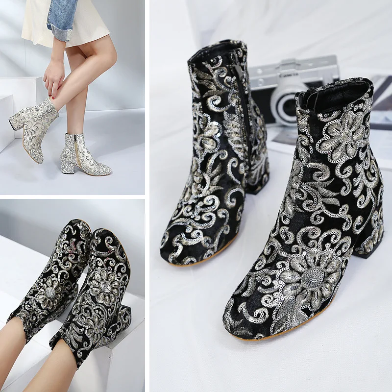 womens bling ankle boots