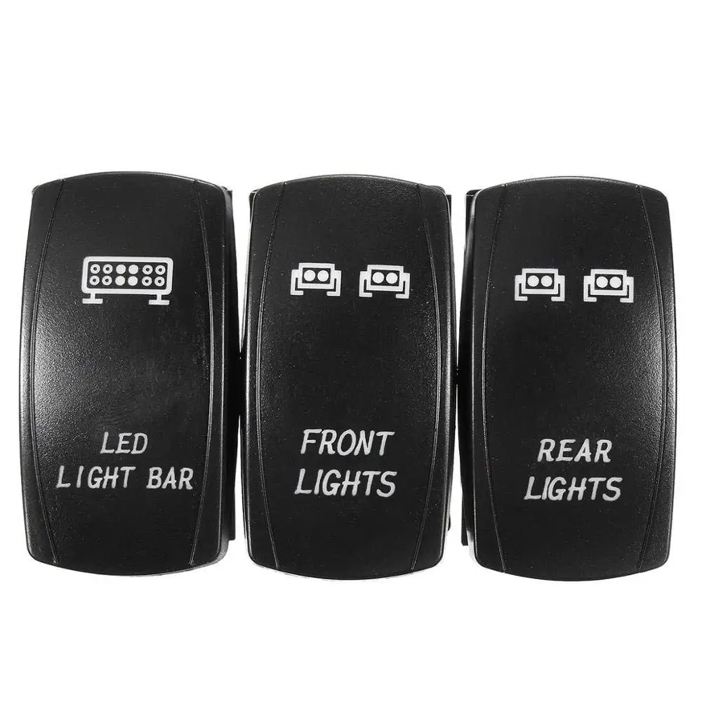 

Universal Car 3Pcs 5-Pins Front&Rear Lamp LED Light Laser Rocker Backlit Switch For UTV POLARIS RZR 4 XP 900 1000 Ranger, Boats