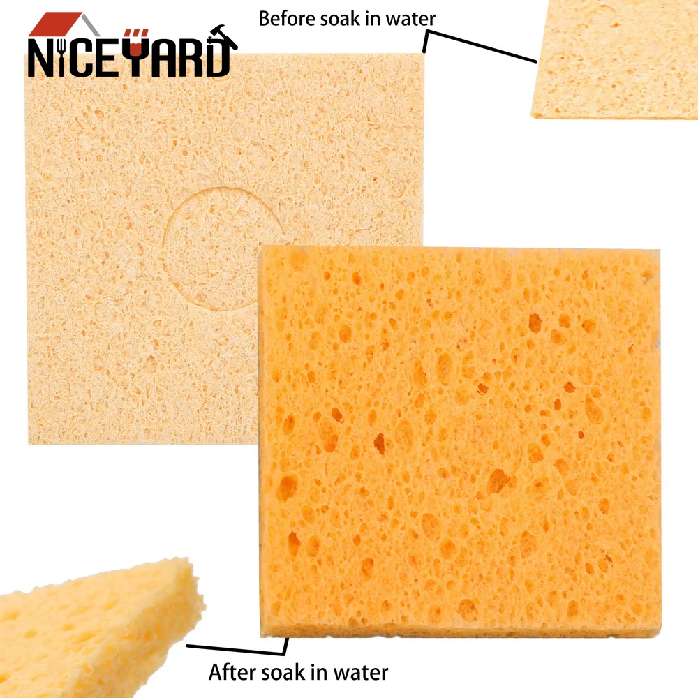 

NICEYARD 6cm*6cm Soldering Iron Tip Welding Cleaning Sponge Pads Hand Tool Universal Soldering Iron Replacement Sponges