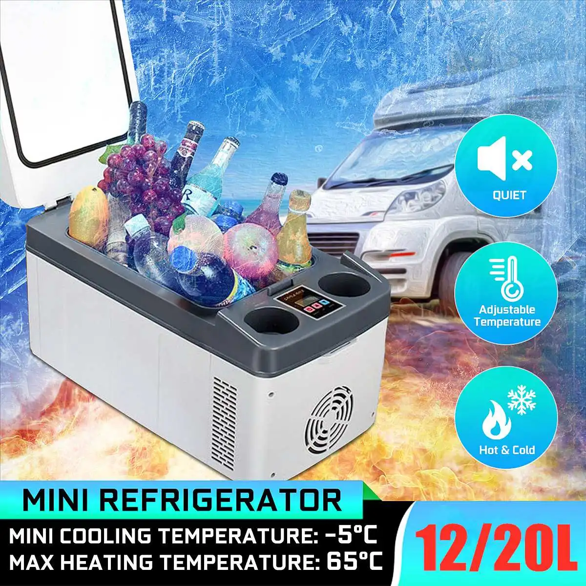 Best Price NEW 12L/20L Portable Mini Refrigerator 12V/240V Car Camping Home Fridge Cooler/Warmer -5~65 Degrees with Portable Handle