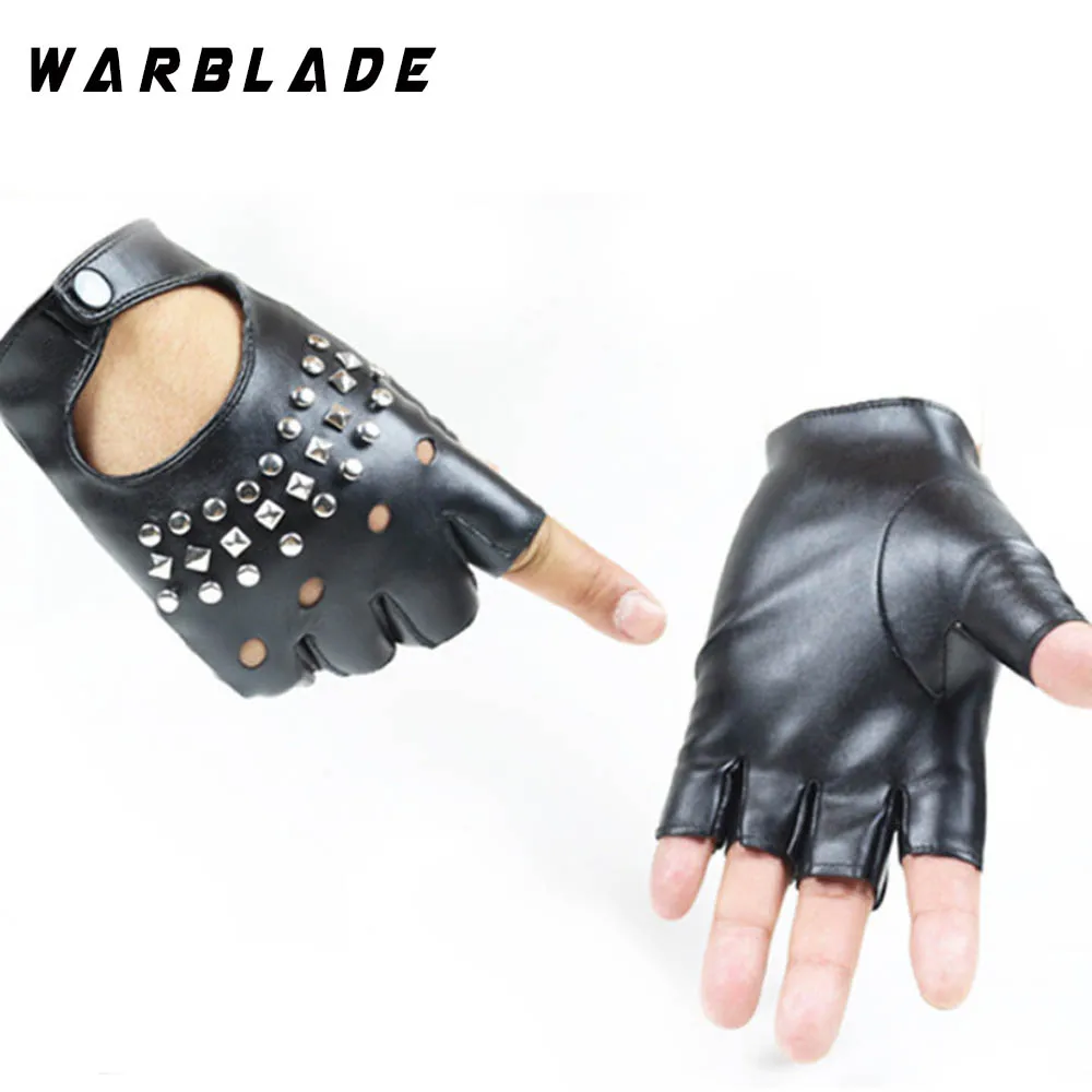 Женские перчатки без пальцев WarBLade, женские сексуальные перчатки на запястье, кожаные перчатки для танцев, Вечерние перчатки без пальцев, митенки - Цвет: Black