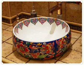 

Round Jingdezhen ceramic art counter basin wash basin lavabo sink Bathroom sinks washing basin