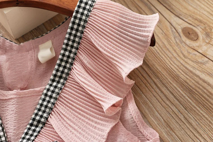 New Girls Clothing Set 2019 Summer Girls Clothes Kids Vest + Plaid Shorts 2PCS Suits For Girls Clothes Outfits 3 4 5 6 7 8 Years (6)