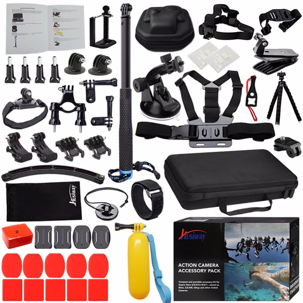 

Husiway Accessories set for Gopro Hero 5 4 Session, Hero 7 6 3 Black, Yi 4K Sony Eken Action Camera 13L