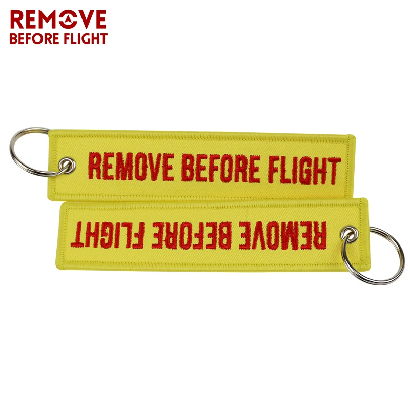 Fashion Jewelry Remove Before Flight Key Chains Fobs Jewelry Yellow OEM Key Chains Embroidery Aviation Gifts Chaveiro Masculino (8)