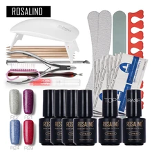 Rosalind модный неоновый дизайн для ногтей инструменты для лечения 6 Вт УФ лампа Гель-лак впитываемый базовый слой верхнее покрытие Гель-лак Полировочный для ногтей, маникюрный набор