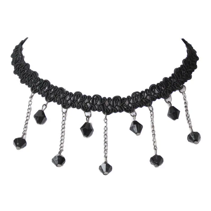 

2018 Black Flower Rhinestone Choker Necklace Women Fashion velvet choker Jewelry Accessories Lace hand-knit necklace wholesale