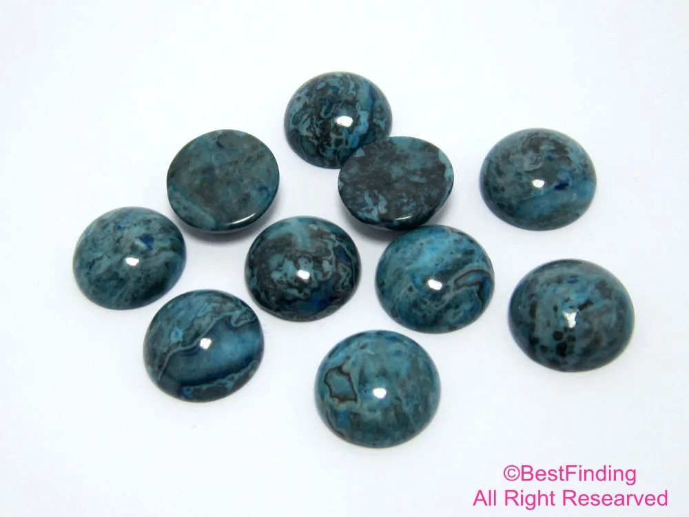 

Round blue agate cabochon stone pattern agate flat backs 10mm 12mm