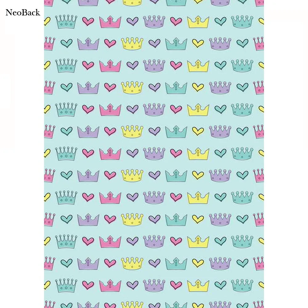 

2017 Fast shipping 5x7ft vinyl crown heart patterns backgrounds for photo studio printed new born baby children Backdrops P1283
