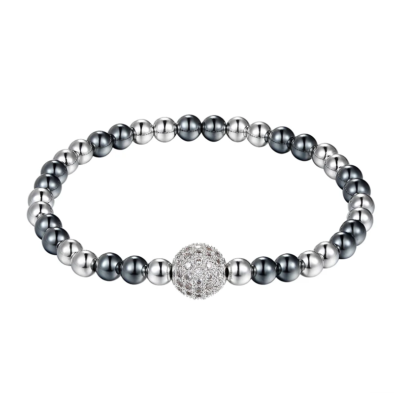 

Men's charm bracelet black copper beads 8mm round pearl CZ natural stone lamp elongated pearl bracelet jewelry handmade people