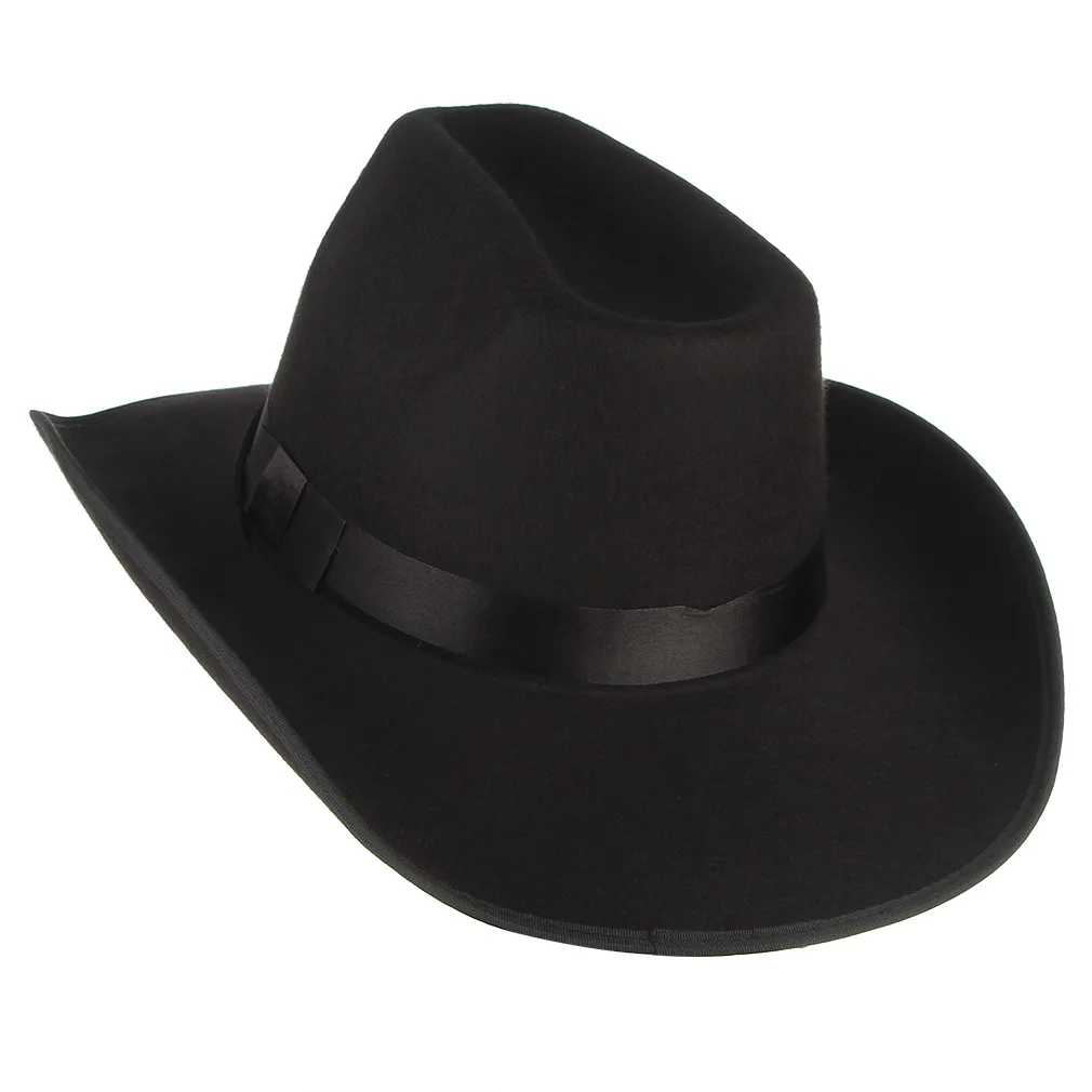 Мужская Ковбойская шляпа в западном стиле для взрослых, Мужская однотонная Повседневная Кепка, уличная модная кепка для отдыха, подходит ко всему, для путешествий, отдыха, гофрированная Кепка s H7185 - Цвет: Черный