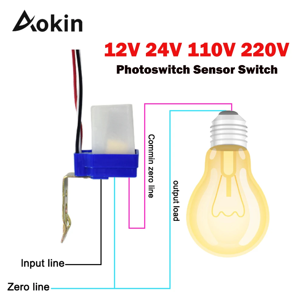 

light sensor Switch Automatic Auto On Off Photocell street Light Switch DC 12V 24V AC 110V 220V Photo Control Photoswitch Sensor