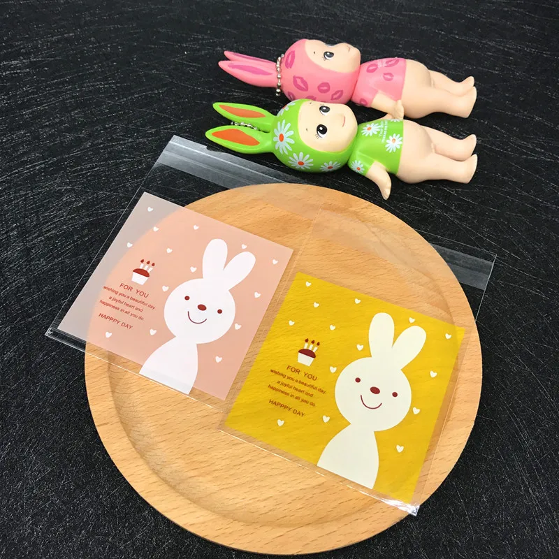 100pcs/lot 2size 2colors Cute Rabbit Cookie packaging, cookies bags