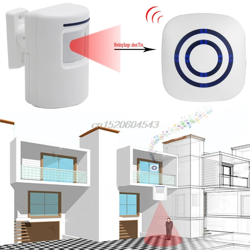 Беспроводной датчик движения, детектор ворот, дверной звонок, приветственный звонок, оповещение, сигнализация, EU/US штекер для выбора R02, и Прямая поставка
