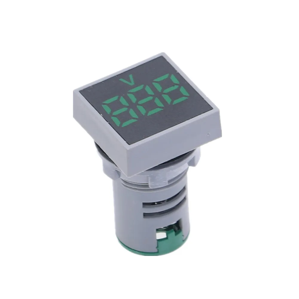 22 мм AC 20-500 в вольтметр 0-100A Ампер квадратная панель светодиодный цифровой измеритель напряжения индикатор - Цвет: GREEN-V