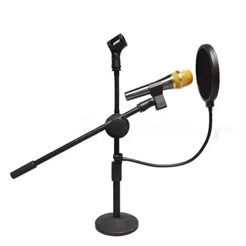 

Double Layer Mic Wind Screen Filter Swivel Mount Mask Shied Black Studio Microphone For Speaking Recording Gooseneck