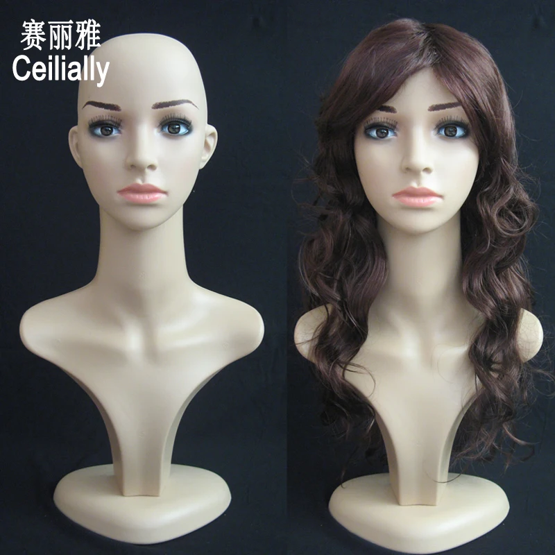 

Free Shipping PE Realistic Female Mannequin Head Manikin Maniqui Dummy Head for Hat Sunglass Jewelry Scarf Display