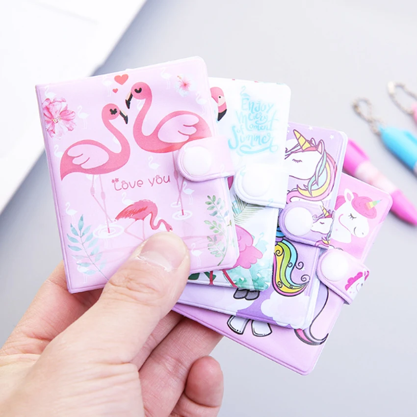 

1set/lot Kawaii Unicorn Flamingo Cartoon Notebook Set Mini Notepads Free Ballpoint Pen Diary Stationery Student Supplies