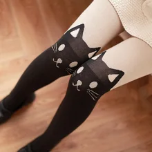 Милые колготки в стиле Лолиты для принцессы; W159; хлопковые колготки с рисунком кота