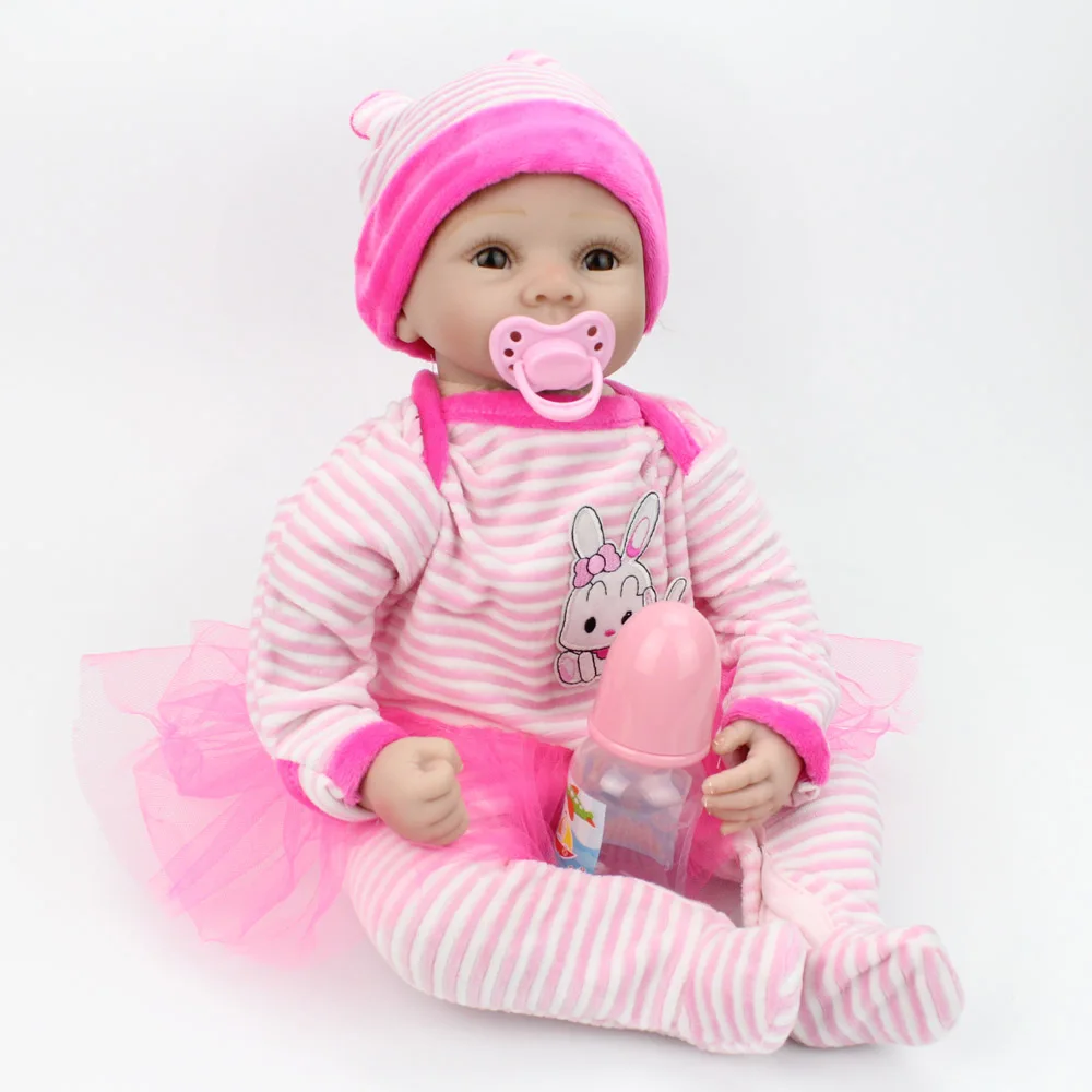 NPKDOLL возрождается кукла девушка модные ручной 22 дюймов детский приятель реалистичные, из мягкого силикона Bebe возрожденная менина