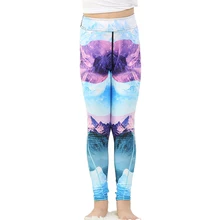 Love Spark Shool/спортивные брюки для бега для девочек, для йоги, синие, фиолетовые, с принтом горы, тонкие сексуальные спортивные Леггинсы, для тренировок для детей