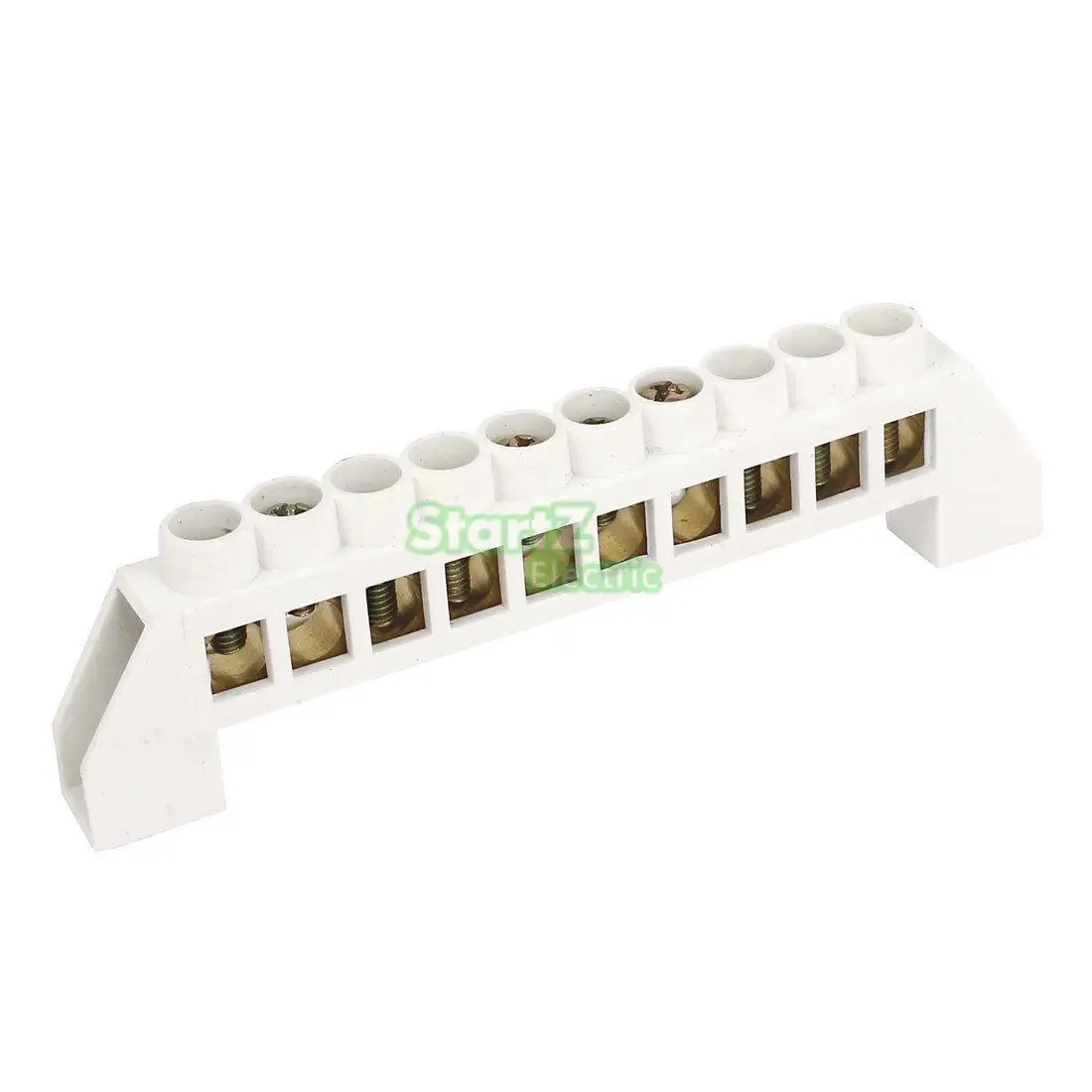 

2PCS White Bridge Design Zero Line 10 Position Copper Grounding Strip Terminal Block Connector