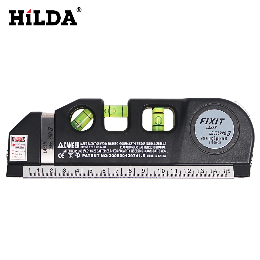 HILDA Laser Level Horizon Vertical font b Measure b font 8FT Aligner Standard Metric Rulers Level