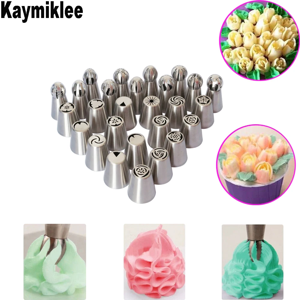 Kaymiklee 27PCS/SET Stainless Steel Nozzles Pastry Cakes Set Decoration