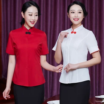 

Hotel Uniform Summer Girls Restaurant Restaurant Waiter Hot Pot Farmhouse Summer Short Sleeved Overalls J251