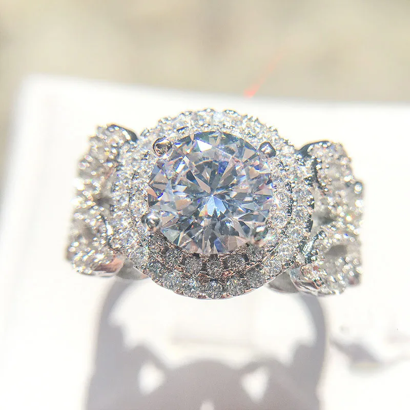 Big AAA Cubic Zirconia Engagement Rings Wholesale 925 Sterling Sliver