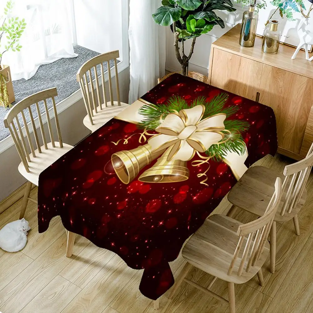  Christmas Bell 3D Printed Pattern Rectangular Tablecloths Picnic Dustproof Table Cover Tea Machine 