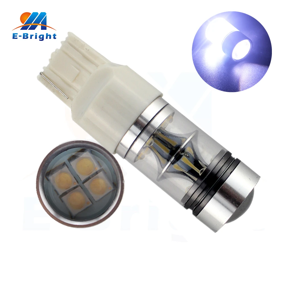 

High Power 2pcs 7440 Socket 12V Lens 20 SMD 100W T20 Led Bulbs Turn Side Maker Tail Light Bright Leds Warranty Free Shipping
