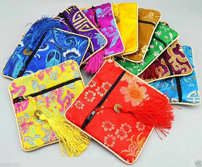 Wholesale10pcs Chinese Vintage Handmade Silk Gift Bags Jewelry Pouch