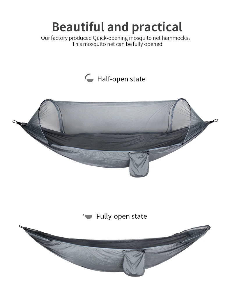 OEM шаблон полностью автоматический быстро открытый портативный Парашют Нейлон Открытый Москитная сетка Кемпинг Пешие прогулки гамак