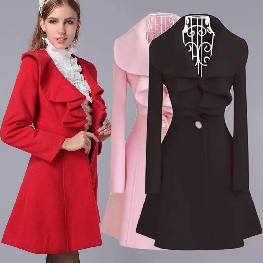 Шерстяное пальто для женщин осень зима наряд Новая Элегантная Дамская шерстяная ткань пальто длинное гофрированное меховое пальто